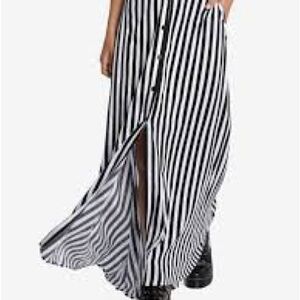 Hot Topic Black and White A-line Maxi Skirt with Slit